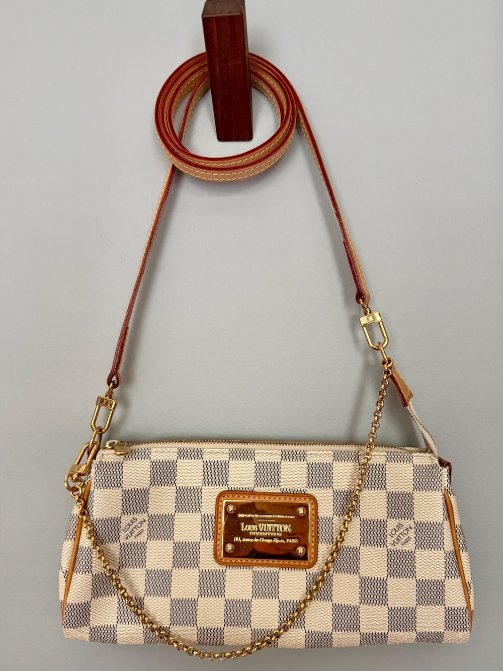 Louis Vuitton Damier Azur Canvas Crossbody in Cream and Tan